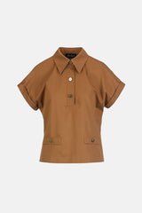 BASSISTA TABACCO GOLD BUTTONS BLOUSE