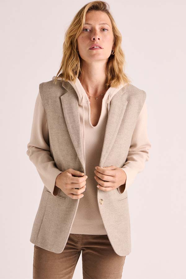 BESTWEED SLEEVELESS TWEED BLAZER JACKET