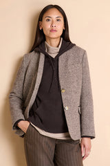 BETWEEN BEIGE TEXTURED TWO-BUTTON BLAZER