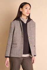 BETWEEN BEIGE TEXTURED TWO-BUTTON BLAZER