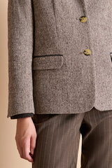 BETWEEN BEIGE TEXTURED TWO-BUTTON BLAZER