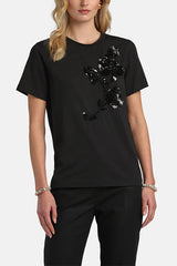 BLOCCO BLACK SEQUIN-EMBELLISHED T-SHIRT