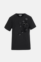 BLOCCO BLACK SEQUIN-EMBELLISHED T-SHIRT