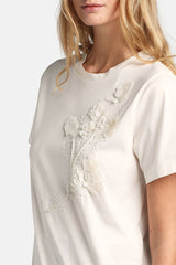 BLOCCO CREAM SEQUIN-EMBELLISHED T-SHIRT