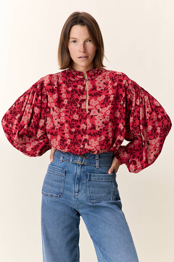 CATZ RED FLOWER BLOUSE