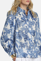 BOLLINO BLUE FLORAL PRINTED SHIRT