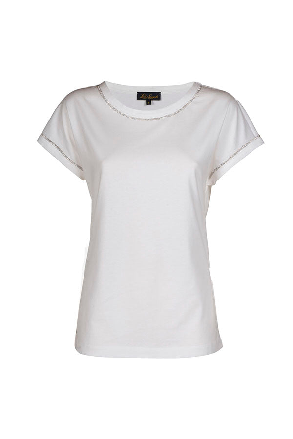 BRESCELLO OFF WHITE APPLIQUES T-SHIRT