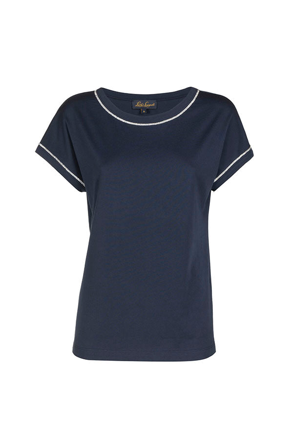 BRESCELLO DARK BLUE APPLIQUES T-SHIRT