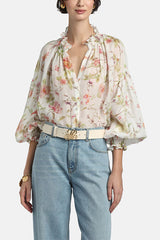 BRESSANA SMOCKED-DETAIL SHIRT