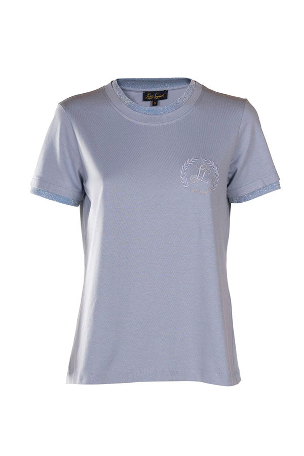 BISCOTTINO LIGHT BLUE LS EMBROIDERED T-SHIRT