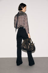LORRA SHIRT COLLAR GRAPHIC BLOUSE