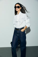 LOUKA WHITE TIE-COLLAR POPLIN SHIRT