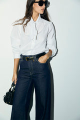 LOUKA WHITE TIE-COLLAR POPLIN SHIRT