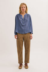 LILLA BLUE FLANNEL BLOUSE
