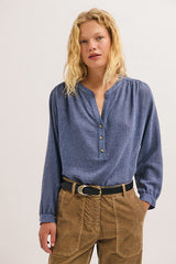 LILLA BLUE FLANNEL BLOUSE