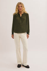 LILLA KAKI FLANNEL BLOUSE