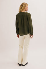 LILLA KAKI FLANNEL BLOUSE