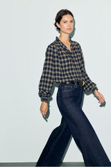 LOTTE RUFFLED COLLAR CHECKED SHIRT
