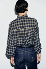 LOTTE RUFFLED COLLAR CHECKED SHIRT