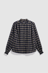 LOTTE RUFFLED COLLAR CHECKED SHIRT