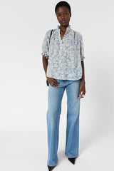 CHAYMA FLOWERS RUFFLES FLOWING BLOUSE