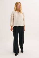 LARISSA RUFFLED TIE-NECK BLOUSE