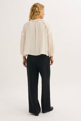 LARISSA RUFFLED TIE-NECK BLOUSE