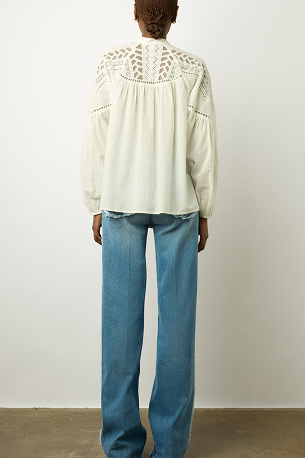 AINARA WHITE COTTON VOILE SHIRT