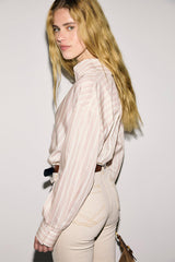 LOUANNE SHIRT COLLAR STRIPED BLOUSE