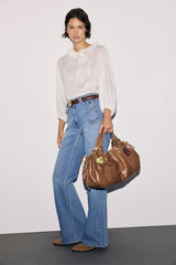 LEONE WHITE COTTON VOILE RUFFLED BLOUSE