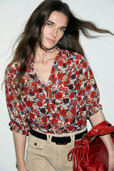 LIV RUFFLED FLORAL BLOUSE