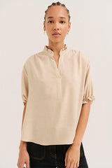 LUCE RUFFLES GOLD LUREX BLOUSE