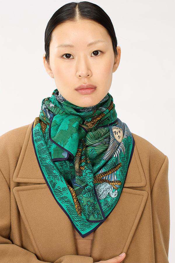 REVE GREEN SQUARE 100 SCARF