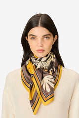 PANTEO GOLDEN BROWN SILK MODAL SQUARE SCARF
