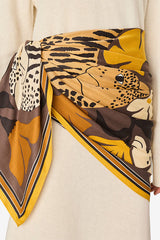 PANTEO GOLDEN BROWN SILK MODAL SQUARE SCARF