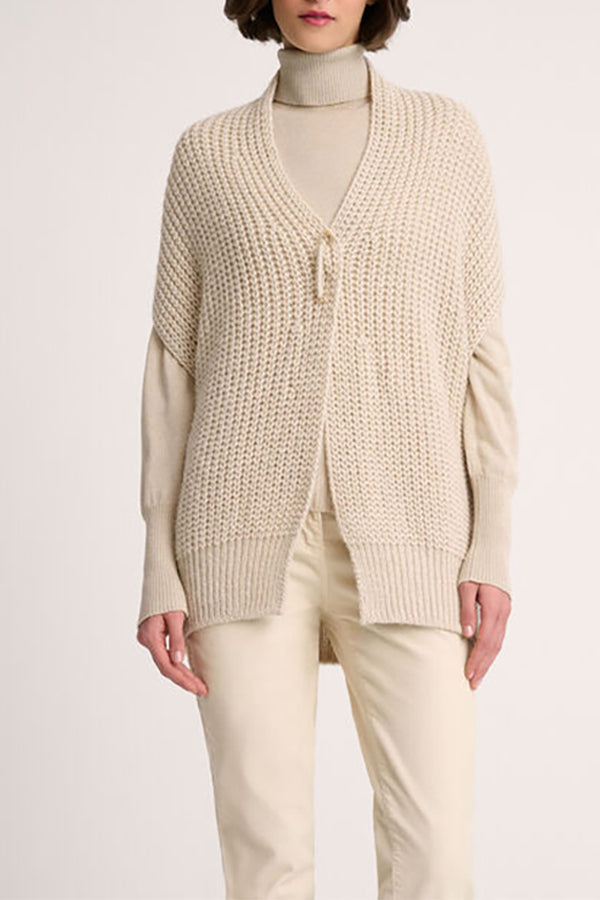 CALDA BEIGE ALPACA LUREX SLEEVELESS CARDIGAN