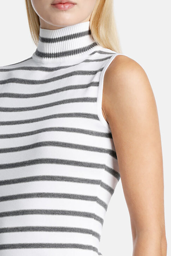 CALICO STRIPED SLEEVELESS WOOL-BLEND TOP