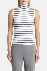 CALICO STRIPED SLEEVELESS WOOL-BLEND TOP