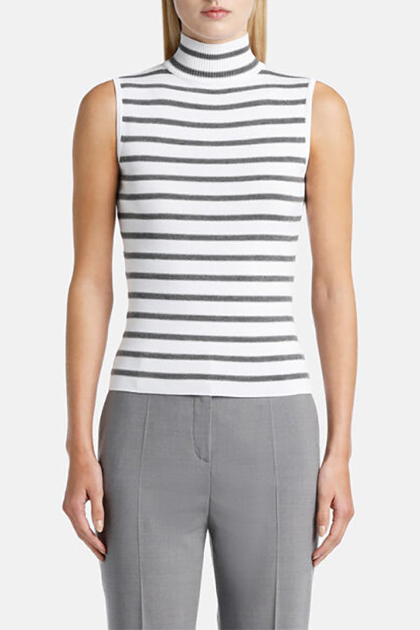 CALICO STRIPED SLEEVELESS WOOL-BLEND TOP