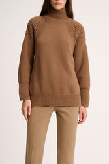 CAMERIERA CAMEL MOCK NECK PULLOVER