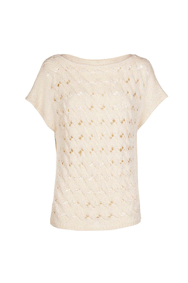 CANNELLO PERFORATED CABLE KNIT PULLOVER