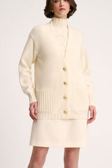 CANOLO CREAM CASHMERE BLEND CARDIGAN