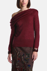 CAPIRE RED OFF THE SHOULDER SWEATER