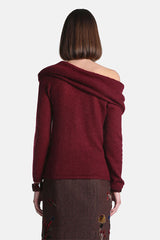 CAPIRE RED OFF THE SHOULDER SWEATER
