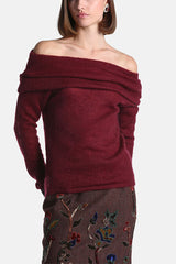 CAPIRE RED OFF THE SHOULDER SWEATER