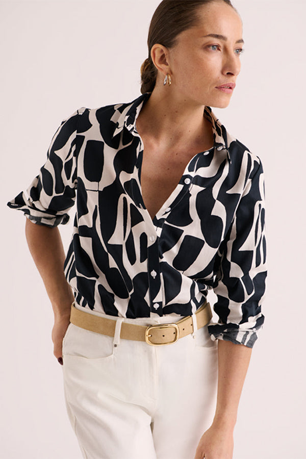 CAPRON COTTON SATIN PRINTED BLOUSE