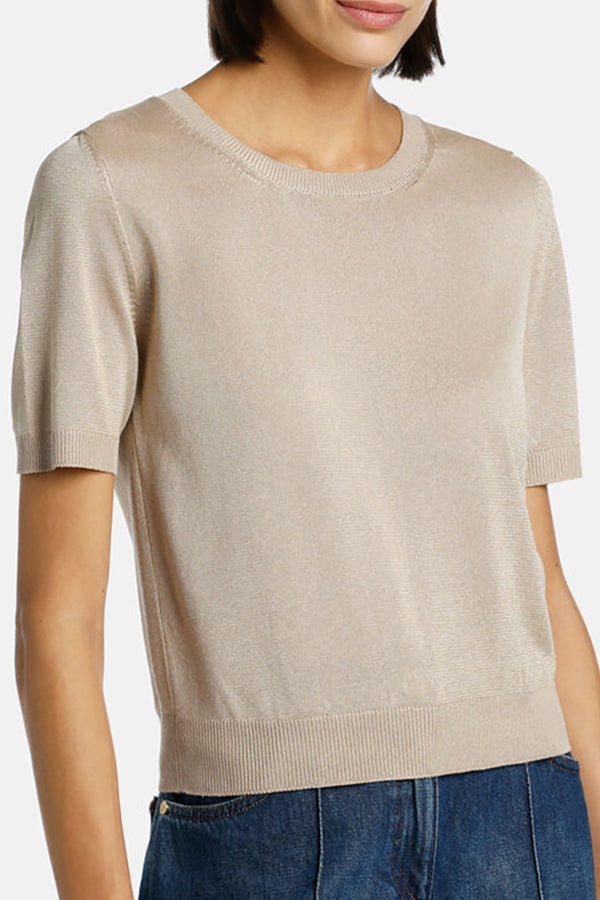 CARENTE ECRU SHORT SLEEVE SWEATER