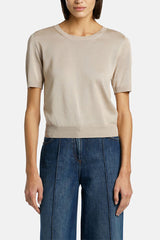 CARENTE ECRU SHORT SLEEVE SWEATER