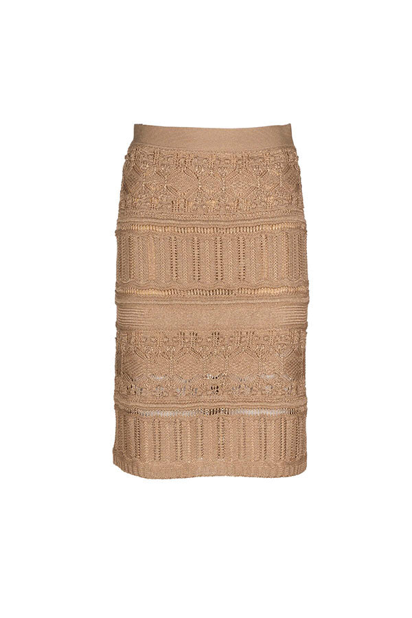 CASTELL CAMEL AJOUR TUBE SKIRT