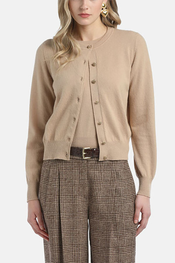 CAVOUR BEIGE JEWEL BUTTONS CARDIGAN